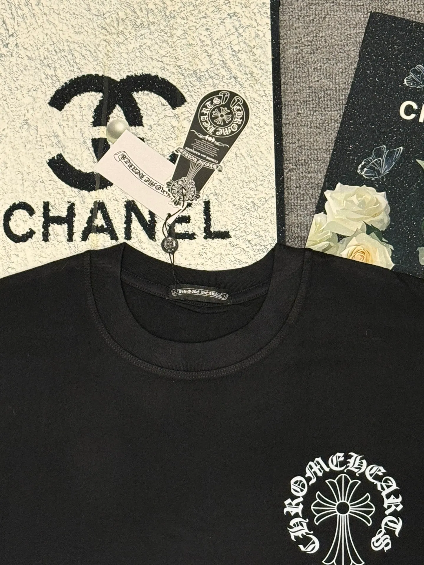 （ ） :YH 016 CH LOGO 1:1 Same Style 32 Breathable 1x 1 oversize 1:1 :White Black Size:S-XL